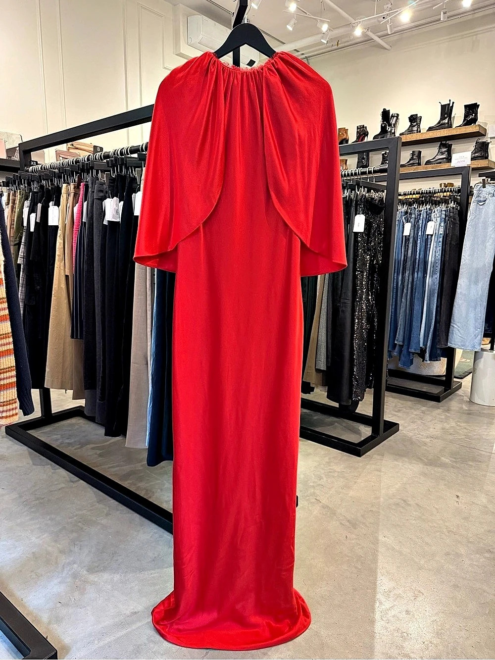 Brandon Maxwell Long Red Dress with Cape Red Maxi Dress